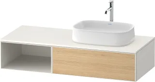 Duravit Zencha Konsolenwaschtischunterbau wandhängend Natur Eiche & Weiß Matt & Supermatt 1300x550x2 ZE4819030840000