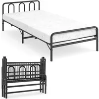 COSTWAY Gästebett (1-St) klappbares Bettgestell, mit Matratze, Metallrahmen, 200 x 90 cm