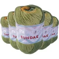 Papatya Farbverlauf Papatya Sundae 5x100g Knäuel Sommergarn Glanz-Effekt Häkelwolle, 1600 m (Sparpaket, 5-St), mehrfarbig 10
