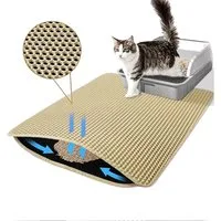 TUWENA Katzentoilette Doppelschicht Katzenklo Matte, Wasserdichte Katzenmatte Katzenklo, Leicht zu reinigen, Rutschfeste Katzenmatte Unterleger Waben Design