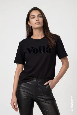 monari - T-Shirt mit Schriftzug schwarz - Gr. - 42