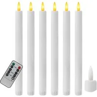 OZAVO LED-Kerze LED Stabkerzen mit Fernbedienung 6pcs (Flammenlose Tafelkerzen mit Timerfunktion, Stabkerzen Weiß), für Weihnachten, Heimdekoration