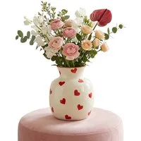 Norvéa Home Dekovase Deko-Vase mit Herzmuster aus Keramik kleine Blumenvase, Herzmuster, dekorativ, bauchige Form