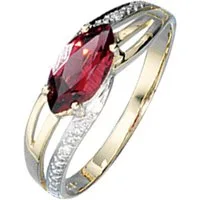 JOBO Diamantring, 585 Gold bicolor mit Granat und 2 Diamanten