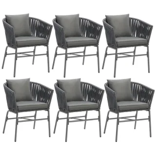 tectake Stuhlset, Dunkelgrau, Dunkelgrau, Textil, 60x77x61 cm, Gartenmöbel, Gartenstühle, Gartenstühle