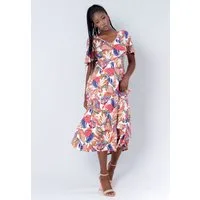 YC Fashion & Style Sommerkleid mit Rückenausschnitt und lebendigem Muster Alloverdruck