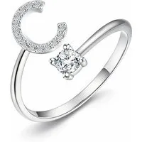 S&T Design Fingerring Buchstaben Ring Damen 14K Gold Vergoldet Silber Verstellbar Wasserfest (Goldring Geschenke für Frauen Freundin Mädchen Schmuck, 1-tlg., Buchstabenring), Damenring langlebigem Edelstahl Verstellbare Größe 50 - 60 Modeschmuck