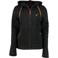 Tom Collins Strickfleecejacke Adisur Damen Kapuzenjacke mit Hirsch-Stickerei auf der Brust