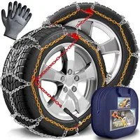TRESKO Schneeketten TRESKO® 2x Schneeketten Auto inkl. Handschuhe und Aufbewahrungsbox, (PKW Metall Reifenketten EN 16662-1 & ÖNORM V5117, Schneekette für Front-, Heck-, Allrad), Schneeketten Auto inkl. Handschuhe & Aufbewahrungsbox