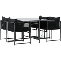Luxusbetten24 Garten-Essgruppe Auren, 5-teiliges Gartenmöbel-Set aus Stahl und Glas