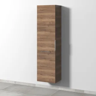 Sanipa 3way Stauraumschrank mit 1 Tür und 1 Wäschekorbklappe, Eiche-Tabak UM18450