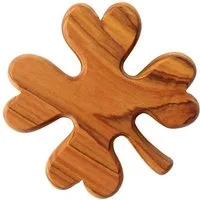 Kassis Geschenkartikel Dekoobjekt Kleeblatt aus Olivenholz Handschmeichler Antistress Glücksbringer, handgefertigt in Bethlehem, Geschenke zu mehreren Anlässen