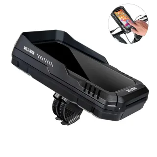 WILD MAN Bicycle Phone Holder Touchscreen Waterproof Hard Shell Phone Box Rotatable Bike Handlebar Bracket Bag for 5.5''
