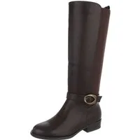 Ital-Design Damen Langschaftstiefel mit Schnallen-Detail Stiefel (92125546) Blockabsatz Flache Stiefel in Braun