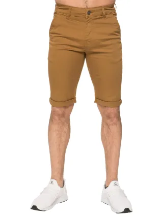 Enzo | Herren Slim Fit Stretch Chino Shorts - Tan