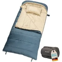 Skandika Deckenschlafsack für Erwachsene, Oppdal 190, 3 Jahreszeiten, bis 7 °C, mit Kopfteil (Wärmeisolierender Stoffsteg gegen Kältebrücke, Innentasche mit Klett), kleines Packmaß, 2-Wege Reißverschluss mit Skandika Zughilfen