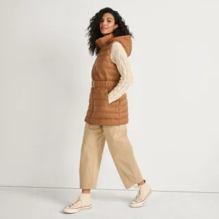 Daunenweste WANDERWEIGHT Verstaubar Ultraleicht mit Gürtel, Damen,  Beige, Nylon, by Lands' End