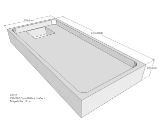 Neuesbad Wannenträger für Bette extraflach 150x70x6,5 SD22726