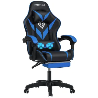 Hoffree Massage Gaming Chair Racing Computer Desk Chairs Ergonomic Massage Lumbar Support High Back Adjustable Swivel Ta