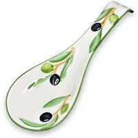 Lashuma Kochlöffelhalter Olive, (1-tlg., 28 cm), Keramik Löffelablage mit Oliven Relief Dekor