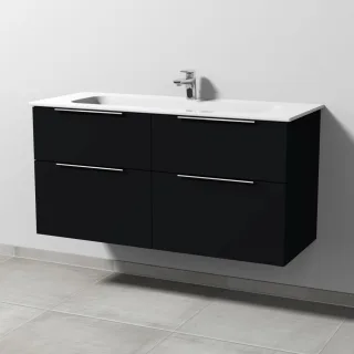 Sanipa 3way Keramik-Set Design Keramik-Waschtisch und Unterbau mit 4 Auszügen, Schwarz-Matt UF48208