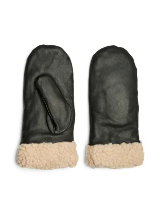 PIECES - PCJAY LEATHER MITTENS FP Black - Gr. - L