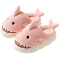 Corimori Flauschige Haifisch Pantoffeln Plüsch Hausschuhe (Packung, Geschenk) rutschfeste Sohle & weiches Innenfutter, Hai Slipper, EU Größe 34-35