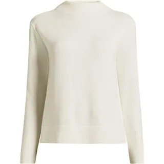 Merinopullover mit Stehbund, Damen,  Weiß, Wolle, by Lands' End