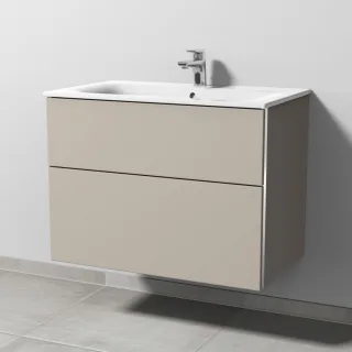 Sanipa 3way Waschtischunterbau zu Geberit Renova Plan Slim Waschtisch mit 2 Auszügen, Kaschmir-Matt BP6871U