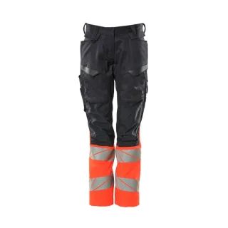 MASCOT Damen Hose mit Knietaschen ACCELERATE SAFE Schwarzblau / Hi-vis Rot 56 - 19678-236-10222-82C56