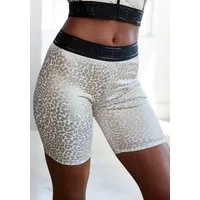LASCANA ACTIVE Funktionsshorts Radlerhose mit glänzendem Leomuster und 3D-Schriftzug auf dem Bund
