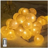Vivitar LED-Lichternetz Dimmbares Wattebausch-Licht mit Fernbedienung – USB + Batteriefach, 8 Lichtmodi, 5 Helligkeitsstufen, ideal für Weihnachten