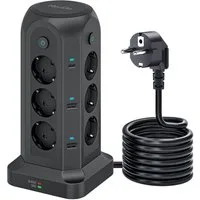 neue dawn 12fach Mehrfachsteckdose USB C 4000W Steckdosenleiste Steckdosenwürfel Mehrfachsteckdose 12-fach (USB-Anschlüsse, Einzeln schaltbar, mit überspannungsschutz, Grünes Licht leuchtet bei Blitz, mit Sicherheitsanzeigeleuchten, 4*USB-A, 2*USB-C,