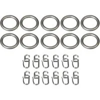 Liedeco Gardinenring, Gardinenstangen, (Set, 10-St., mit Faltenlegehaken), für Gardinenstangen Ø 20 mm