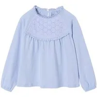 vertbaudet Langarmshirt Mädchen Blusenshirt mit Lochstickerei
