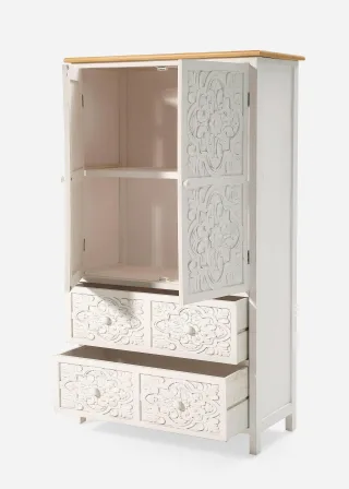 bonprix Schrank mit Ornamenten, weiß, Gr.120x70 cm, Unterstreicht den femininen Touch: Schrank mit Ornamentik