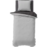 One Home Bettwäsche Doubleface, Satin, 2 teilig, Uni Wende, kühlend weich Sommer, Übergröße