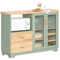 SoBuy Buffet FSB81, Schubladenschrank mit Glastüren, mit Schubladen Weinregal Sideboard Küchenschrank Kommode Flurschrank Mikrowellenschrank
