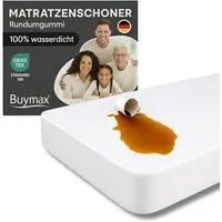Matratzenschutzbezug Buymax, Wasserdicht Matratzenschoner mit Rundumbezug bis 60° Waschbar