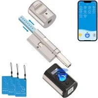WE.LOCK Türschloss-Funksteuerung WELOCK Türschloss Fingerabdruck TOUCHEBL63 für 50-100mm Türen, für Wohnungstüren, Zimmertüren, Bürotüren, Abstellraumtüren, Haustüren (Türen mit Traufe), Packung, Smartes türschloss x1, RFID-Karte x3, Anleitung x1, Zu