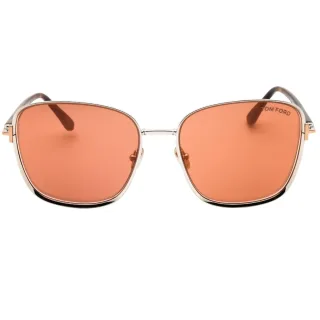 Tom Ford Sonnenbrille Mit Glänzendem, Dunkelrutheniumfarbenem Rahmen Und Braun Verspiegelten Gläsern