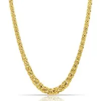 Tony Fein Königskette Collier 7-10 mm 585er Vergoldet Hochglanzpoliert Karabinerverschluss, Made in Italy für Damen und Herren