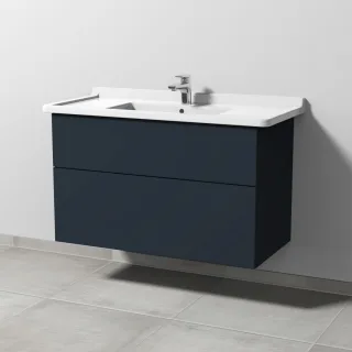 Sanipa 3way Waschtischunterbau zu Duravit Starck 3 Waschtisch mit 2 Auszügen, Marine-Matt SP7121R