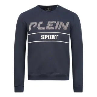 Philipp Plein Sport Schwarz Bold Logo Marineblauer Pullover