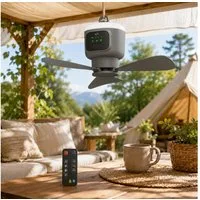Lapamax Akku-Ventilator 12000mAh Camping-Ventilator, Deckenventilator mit Beleuchtung, 4 Windgeschwindigkeiten, Zeltventilator, für Angeln, Wandern, Outdoor