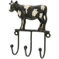 Macosa Home Dekohaken Hakenleiste Kuh Gußeisen Schwarz Weiß Vintage Landhausstil, (Haken, 1-St., Handtuchhaken Küchenhaken Leiste), Antik Retro Garderoben-Haken Kleiderhaken