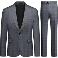 Allthemen Anzug (2 tlg) Slim Fit Herrenanzug im Farbeblock-Karomuster
