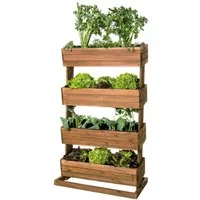 matrasa Hochbeet CUBE 4 - Vertikales Beet für Terrasse Balkon & Garten Braun, mit 4 Etagen und beweglichen Kästen