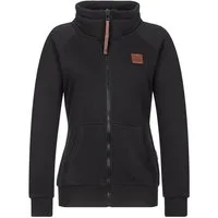 naketano Sweatjacke Damen hoher Stehkragen, Reißverschluss, weiche Sweatware, Rippbündchen seitliche Taschen, Kordelzug, Logo-Patch, casual, Streetwear, meliert