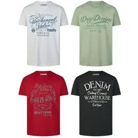 riverso T-Shirt Herren Printshirt RIVLeon Regular Fit (4-tlg) Kurzarm Tee Shirt mit Rundhalsausschnitt aus 100% Baumwolle